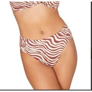Andie Swimwear The Hipster Bikini Bottom Bias Stripe Truffle Sz Medium Sculpting